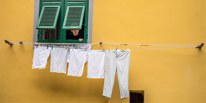 laundry hanging dry on line green clothes washing