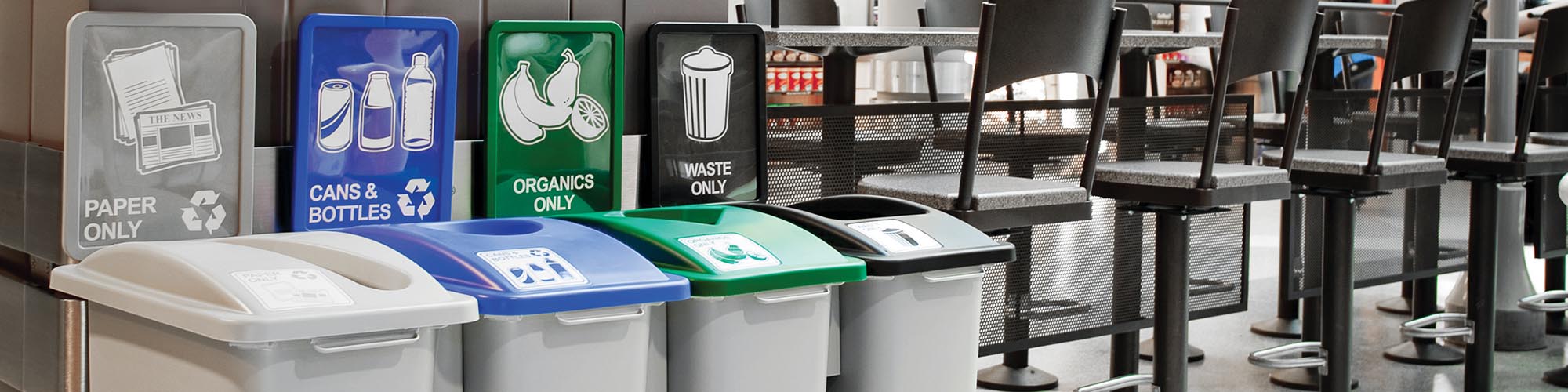 busch systems waste watcher series in cafeteria
