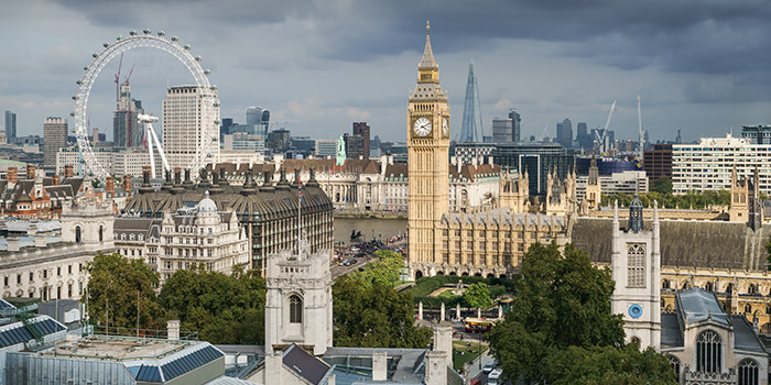 Palace of Westminster from the dome on Methodist Central Hall