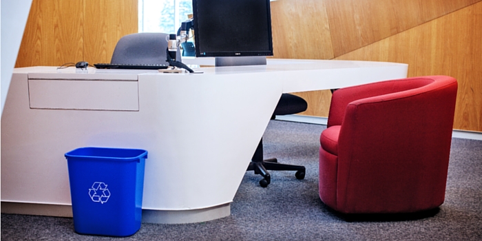 recycling bin deskside corporate office workspace