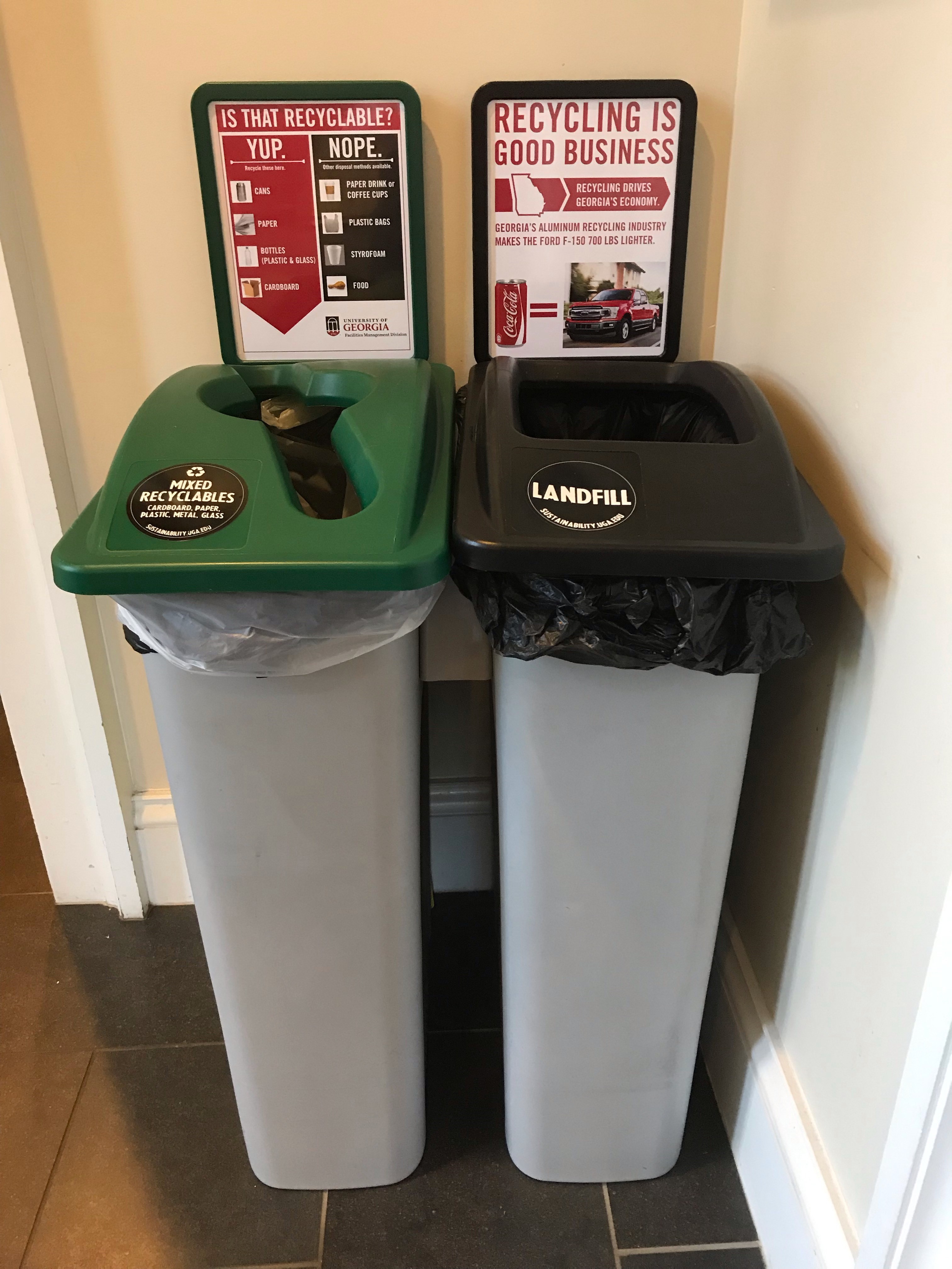 waste watcher bin signage University of Georgia UGA study