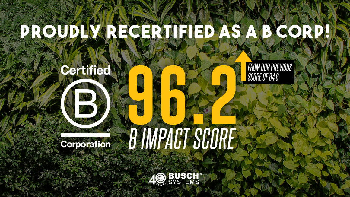 Busch Systems B Impact Score 96.2 showing with a green wall background
