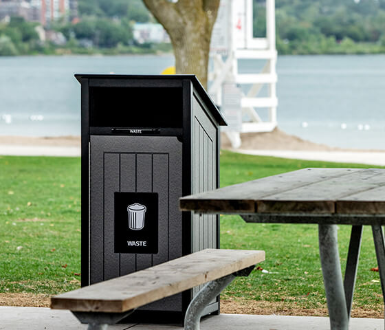 Busch Systems Aspyre Collection Aura Series single in black and grey in a city beach outside
