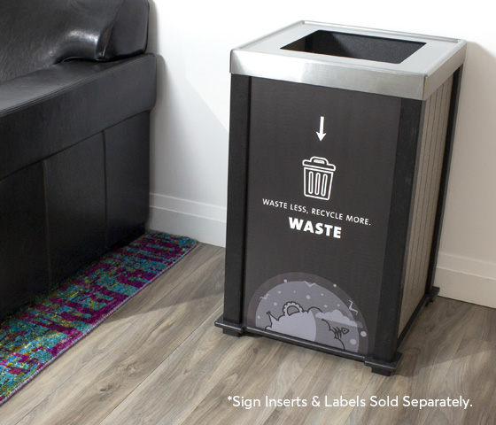 Busch Systems Catalyst Series waste container made of recycled plastic lumber in modern office