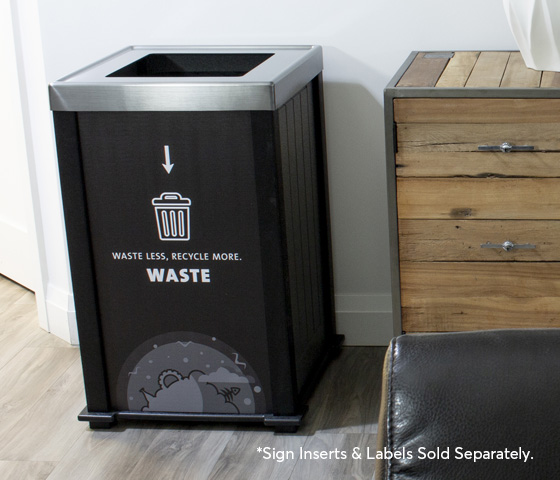 Busch Systems Catalyst Series waste container made of recycled plastic lumber in modern office