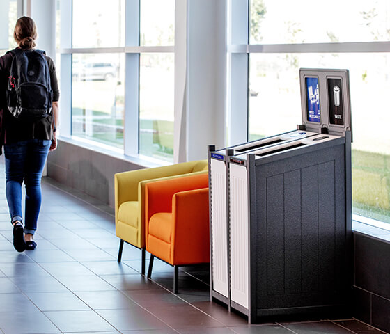 Busch Systems Aspyre Collection Venture Series double in grey and white in a college lounge inside