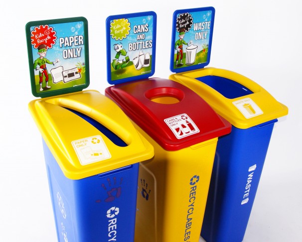 Waste Watcher Kids recycling and waste containers