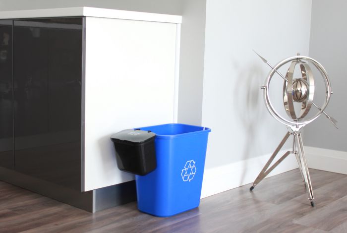 Busch Systems deskside recycling container with hanging waste basket