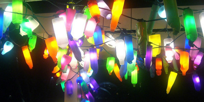 plastic bottle reuse recycle patio lights