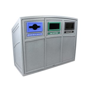 UPTOWN - Triple - Kit - Mixed Recyclables-Compost-Waste - Mixed-Full - Greystone