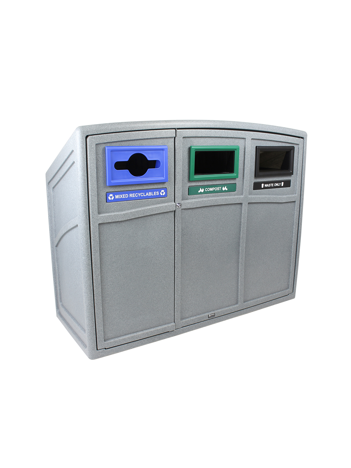 UPTOWN – Triple – Kit – Mixed Recyclables-Compost-Waste – Mixed-Full – Greystone