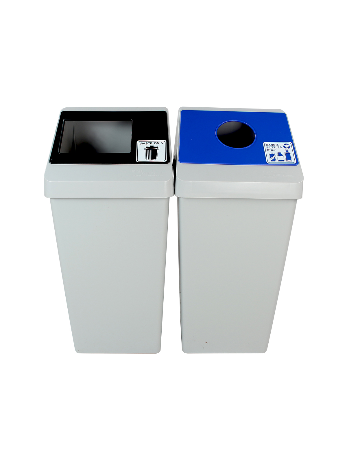 SMART SORT – Double – Kit – Cans & Bottles-Waste – Circle-Full – Grey-Blue-Black