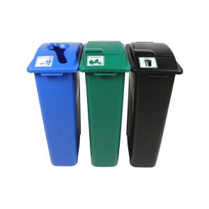 WASTE WATCHER - Triple - Kit - Mixed Recyclables-Compost-Waste - Mixed-Solid Lift-Solid Lift - Blue-Green-Black