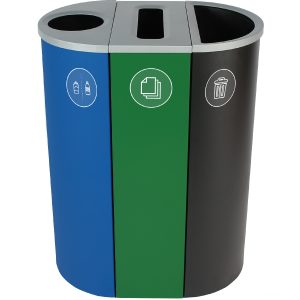 SPECTRUM - Triple - Kit - Cans & Bottles-Paper-Waste - Circle-Slot-Full - Blue-Green-Black