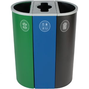 SPECTRUM - Triple - Kit - Organics-Mixed Recyclables-Waste - Full-Mixed-Full - Green-Blue-Black