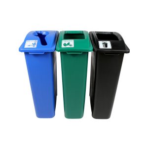 WASTE WATCHER - Triple - Kit - Mixed Recyclables-Organics-Waste - Mixed-Full - Blue-Green-Black