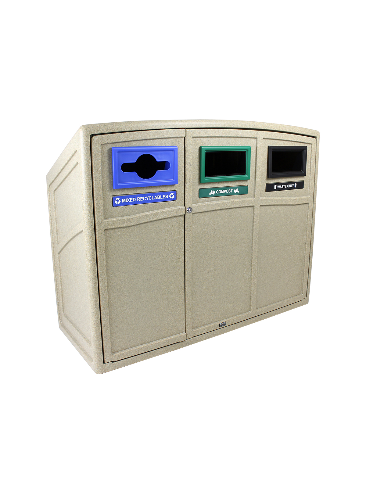 UPTOWN – Triple – Kit – Mixed Recyclables-Compost-Waste – Mixed-Full – Sandstone