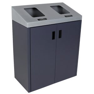 SUMMIT - Double - Sloped Lid - Mixed Recyclables-Waste - Full - Grey-Silver
