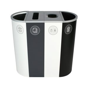 SPECTRUM - Quad - Kit - Organics-Cans & Bottles-Paper-Waste - Full-Circle-Slot-Full - White-White-Grey-Black