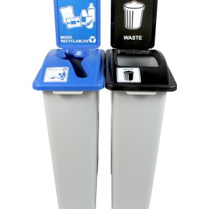 WASTE WATCHER - Double - Kit - Connecticut Compliant - Mixed Recyclables-Waste - Mixed-Full - Grey-Blue-Black