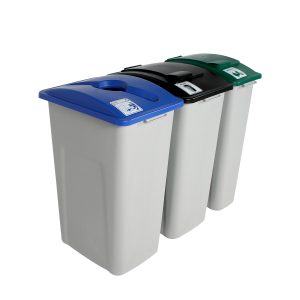 WASTE WATCHER - Triple - Kit - Xl - Mixed Recyclables-Organics-Waste - Mixed-Solid Lift-Solid Lift - Grey-Blue-Green-Black