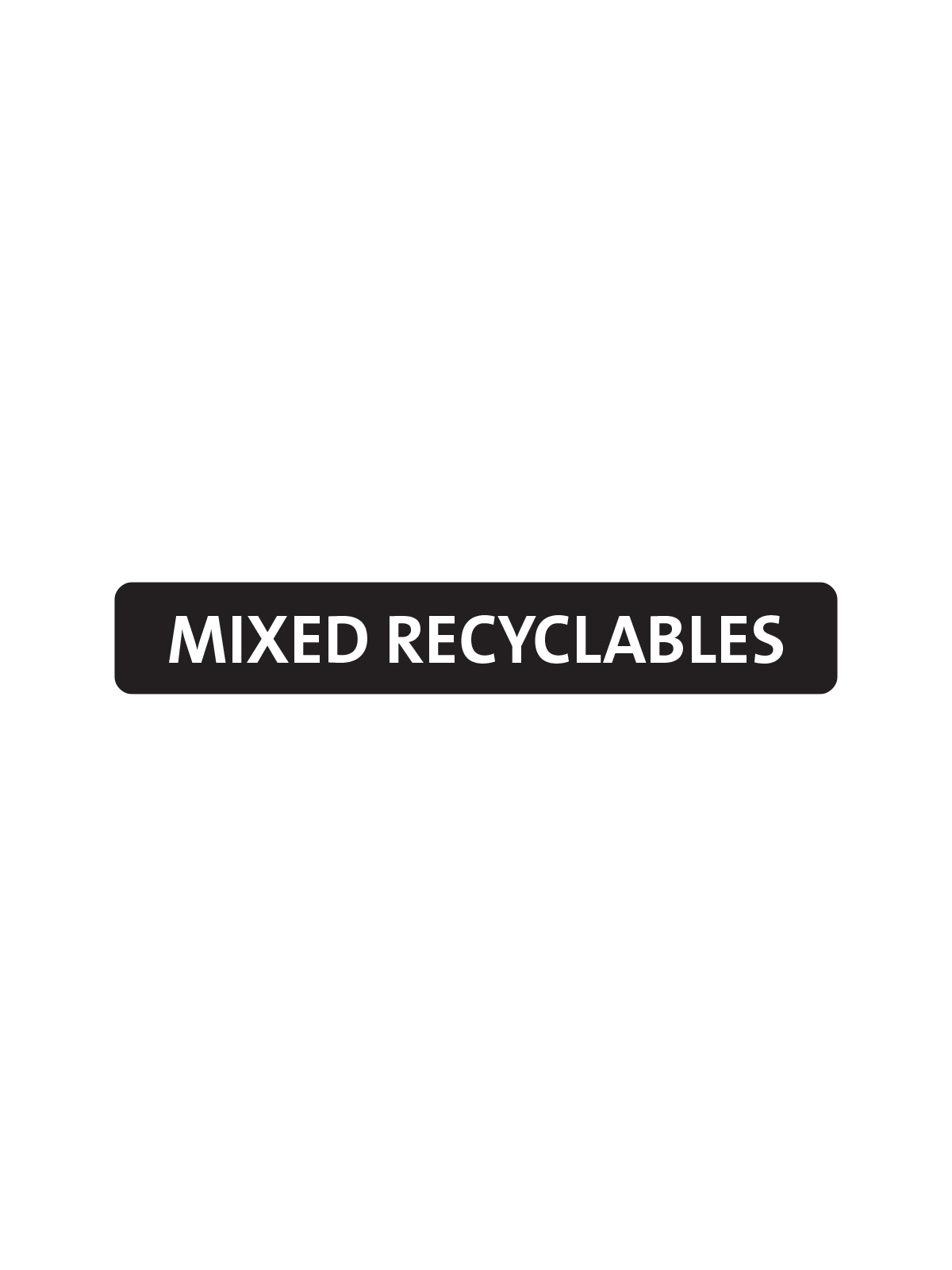 Black and white mixed recyclables label for Busch Systems Sessanta containers