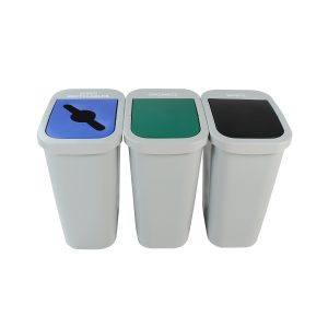 BILLI BOX - Triple - Kit - 10 G - Mixed Recyclables-Organics-Waste - Mixed-Swing-Swing - Grey-Blue-Green-Black