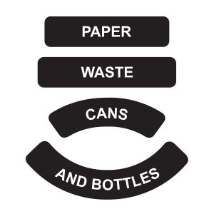 SUSTAINABLE CITY - Label - Cans & Bottles-Paper-Waste - Black-White