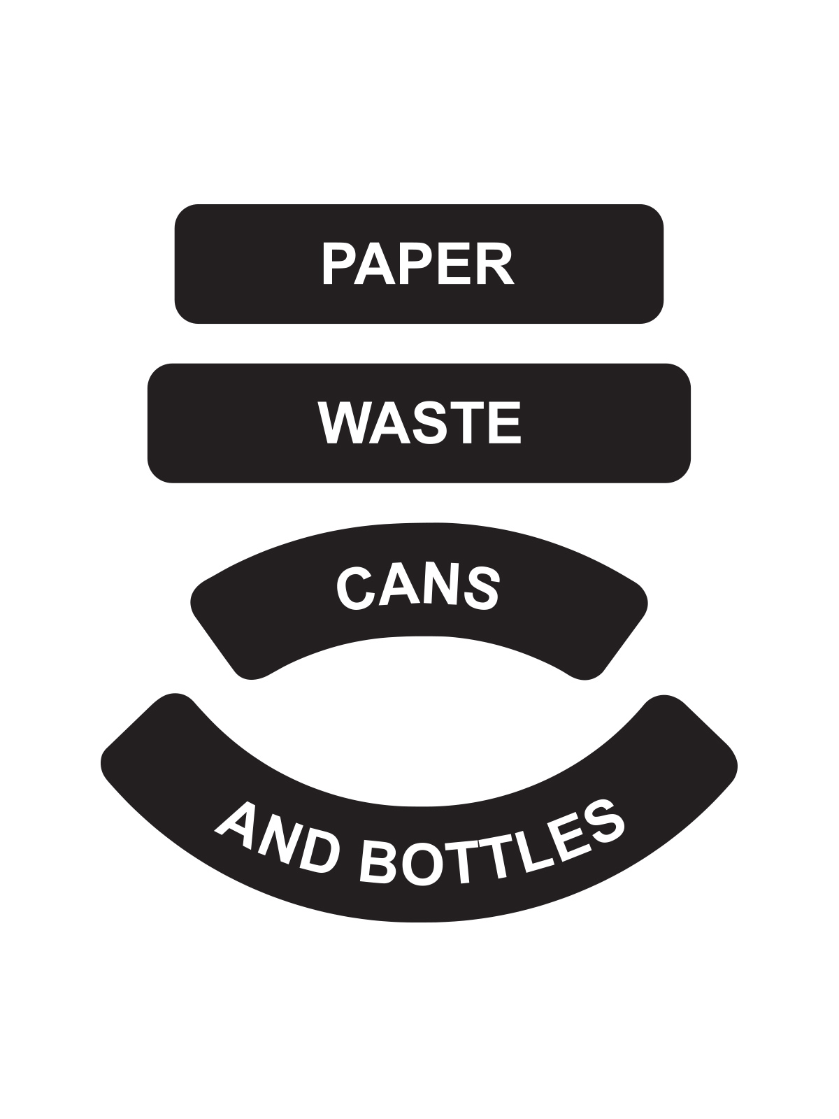 Busch Systems waste, paper, cans and bottles labels for City Series containers