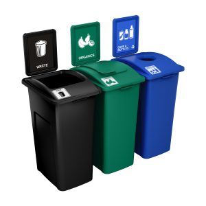 WASTE WATCHER - Triple - Kit - Xl - Waste-Organics-Cans & Bottles - Full-Solid Lift-Circle - Black-Green-Blue