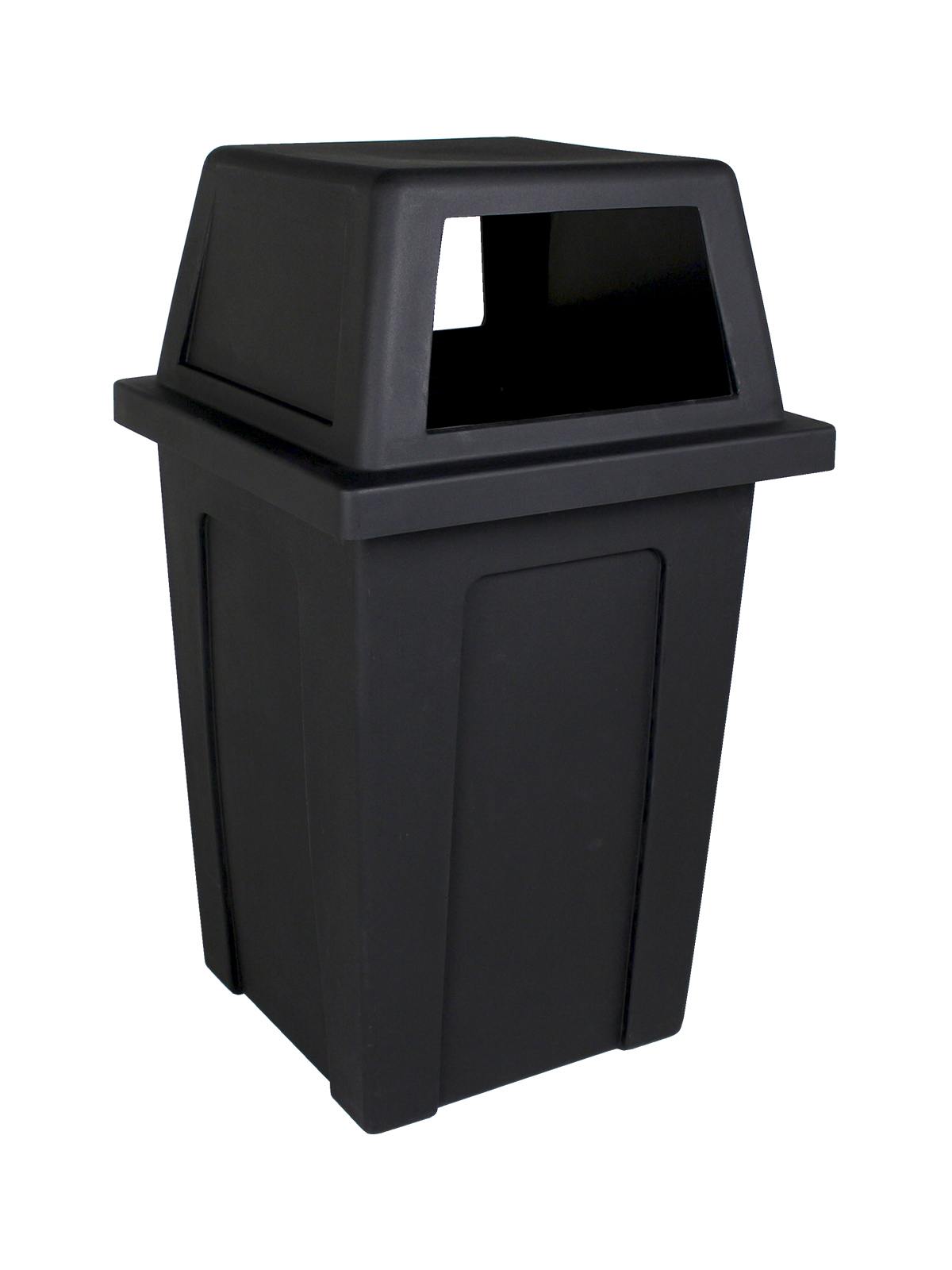 Busch Systems black Sentry waste bin with lid