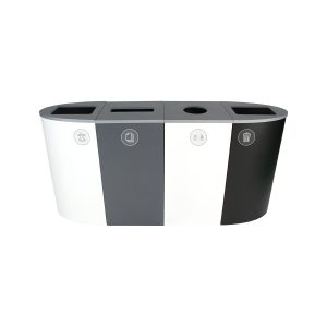 SPECTRUM - Quad - Kit - Organics-Cans & Bottles-Paper-Waste - Full-Circle-Slot-Full - White-White-Grey-Black