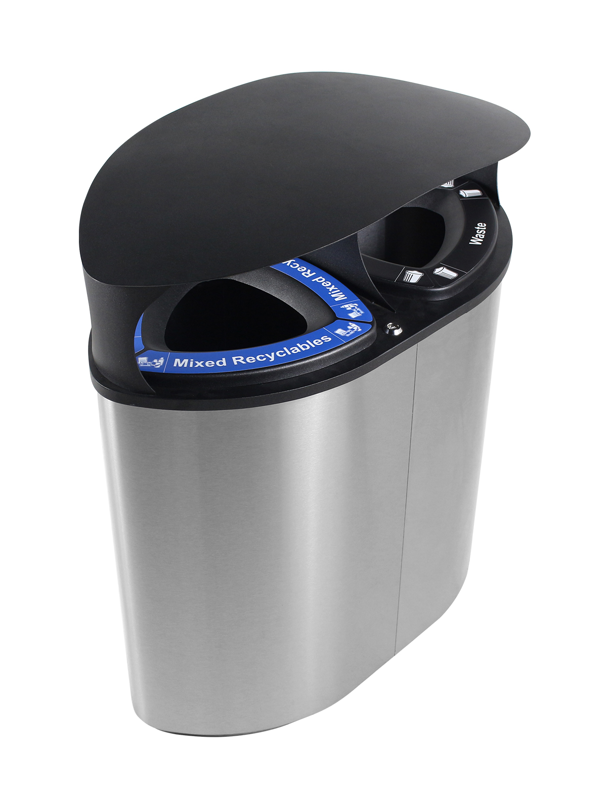 BOKA – Double – Canopy – Mixed Recyclables-Waste – Full – Stainless Steel