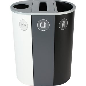 SPECTRUM - Triple - Kit - Cans & Bottles-Paper-Waste - Circle-Slot-Full - White-Grey-Black