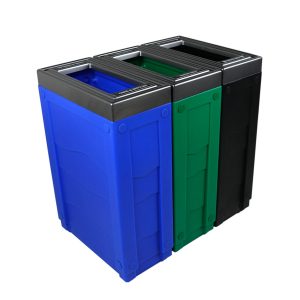 EVOLVE - Triple - Kit - Cans & Bottles-Paper-Waste - Full - Blue-Green-Black