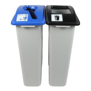 WASTE WATCHER - Double - Kit - Mixed Recyclables-Waste - Mixed-Full - Grey-Blue-Black
