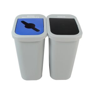 BILLI BOX - Double - Kit - 10 G - Mixed Recyclables-Waste - Mixed-Swing - Grey-Blue-Black