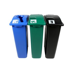 WASTE WATCHER - Triple - Kit - Mixed Recyclables-Organics-Waste - Mixed-Solid Lift-Solid Lift - Blue-Green-Black