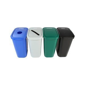 BILLI BOX - Quad - Kit - 10 G - Cans & Bottles-Paper-Organics-Waste - Circle-Slot-Swing-Swing - Blue