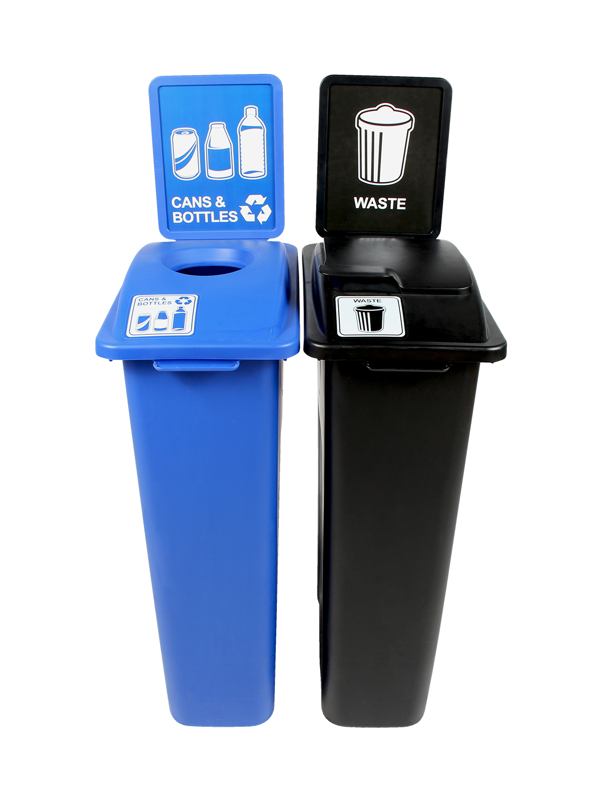 WASTE WATCHER – Double – Kit – Cans & Bottles-Waste – Circle-Solid Lift – Blue-Black
