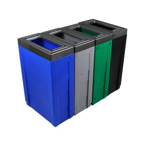 EVOLVE - Quad - Kit - Cans & Bottles-Paper-Organics-Waste - Full - Blue-Grey-Green-Black