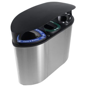 BOKA - Triple - Kit - Canopy - Cans & Bottles-Paper-Waste - Full - Stainless Steel