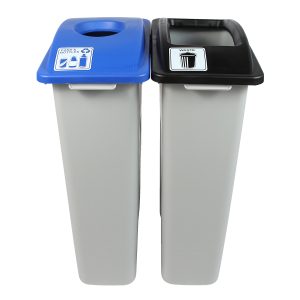 WASTE WATCHER - Double - Kit - Cans & Bottles-Waste - Circle-Full - Grey-Blue-Black
