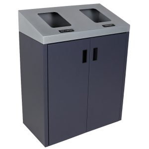 SUMMIT - Double - Sloped Lid - Cans & Bottles-Waste - Full - Grey-Silver