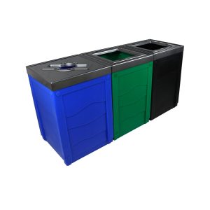 EVOLVE - Triple - Kit - Recyclables-Organics-Waste - Mixed-Full - Blue-Green-Black