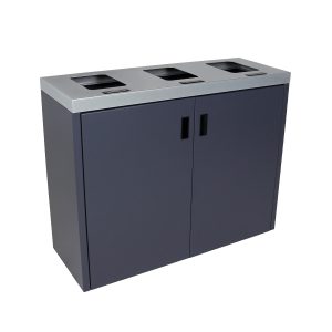 SUMMIT - Triple - Kit - Fl - Mixed Recyclables-Organics-Waste - Full - Silver-Grey