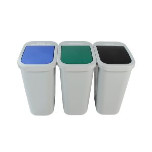 BILLI BOX - Triple - Kit - 10 G - Mixed Recyclables-Organics-Waste - Swing - Grey-Blue-Green-Black