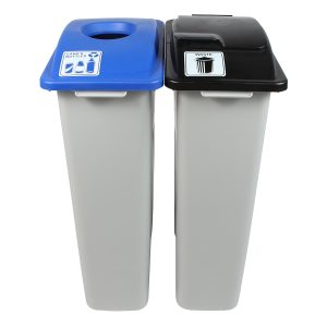 WASTE WATCHER - Double - Kit - Cans & Bottles-Waste - Circle-Solid Lift - Grey-Blue-Black