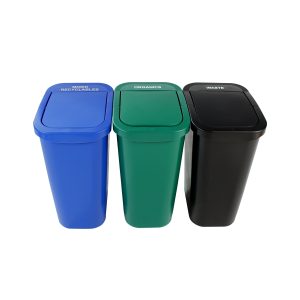 BILLI BOX - Triple - Kit - 10 G - Mixed Recyclables-Organics-Waste - Swing - Blue-Green-Black