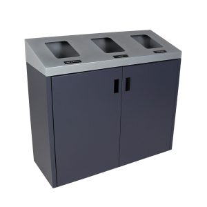 SUMMIT - Triple - Kit - Sloped Lid - Cans & Bottles-Paper-Waste - Full - Silver-Grey